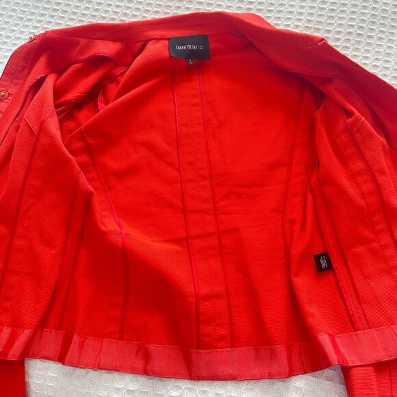 Lafayette 148 New York Collared Button Up Blazer Jacket Size 6 Red - Picture 7 of 8
